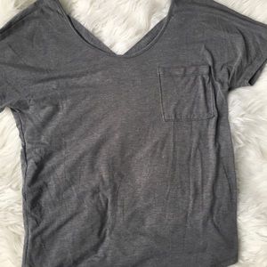 v-neck t shirt with cross in the back